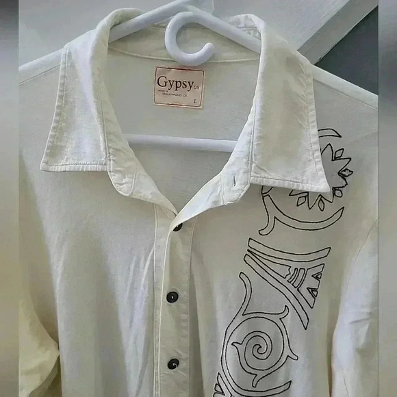 Gypsy 05 Mens Button Up shirt Size Large Stitching 100% Cotton Comfy Soft Luxury - Picture 2 of 6